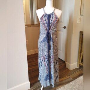 VNL STYLELINE Maxi Rope Neck Crochet Detail Printed Sleeveless Dress - Large